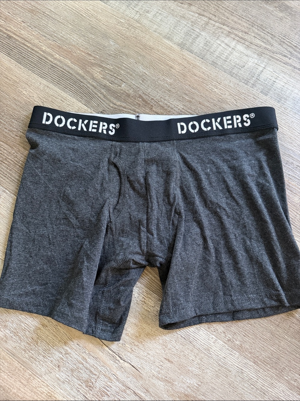 Dockers | Charcoal Gray Men's Boxer Briefs with Logo Waistband